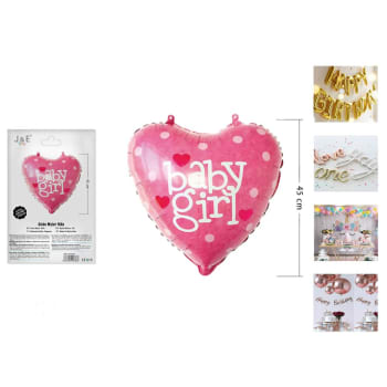 J&E Party Baby Girl Heart Balloon 45cm