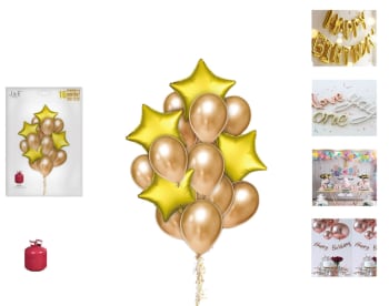 J&E Party Gold Star Balloon Set 16stk