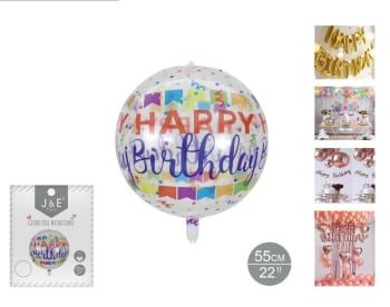 J&E Party Happy Birthday Balloon 55cm