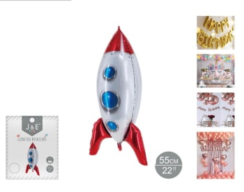 J&E Party 3D Space Rocket Balloon 55cm