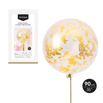 OH YEAH! Jumbo Gold Confetti Latex Balloon 90cm 1pk