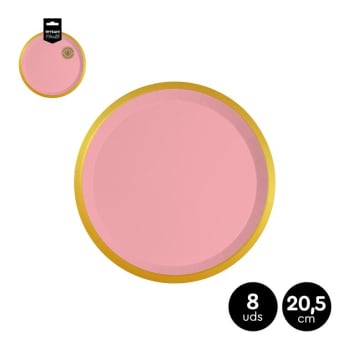 OH YEAH! Pastel Pink & Gold Paper Plates Ø20,5cm 8pk