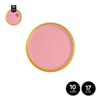 OH YEAH! Pastel Pink & Gold Paper Plates Ø17cm 10pk