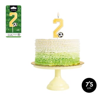 OH YEAH! Football Theme Birthday Candle Nr.2 7,5cm