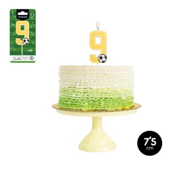 OH YEAH! Football Theme Birthday Candle Nr.9 7,5cm