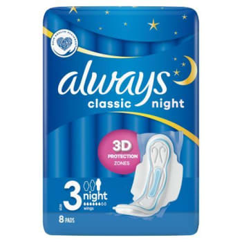 Always Classic Night Sanitær Bind Wings 8pk