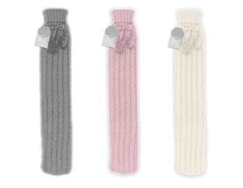 Winter Glow Cable Knitted Hot Water Bottle 2L Div.Farger