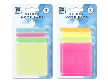 The Box Everyday Sticky Note Pads 4pk Div.Farger