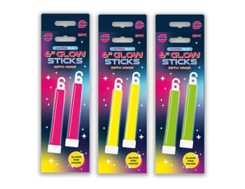 Hoot Glow Sticks 6" 2pk Div.Farger