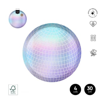 OH YEAH! Music Party Disco Ball Paper Tray Ø30cm 4pk