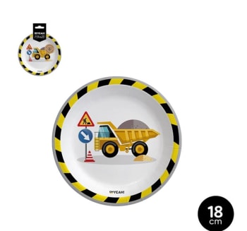 OH YEAH! Construction Theme Paper Plates Ø18cm 6pk