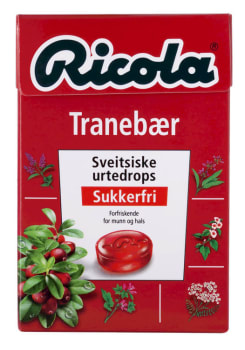 Ricola Tranebær Sukkerfri 50g