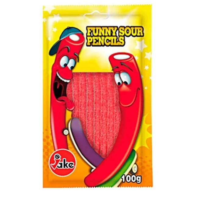 Jake Funny Pencils Strawberry Sour 100g