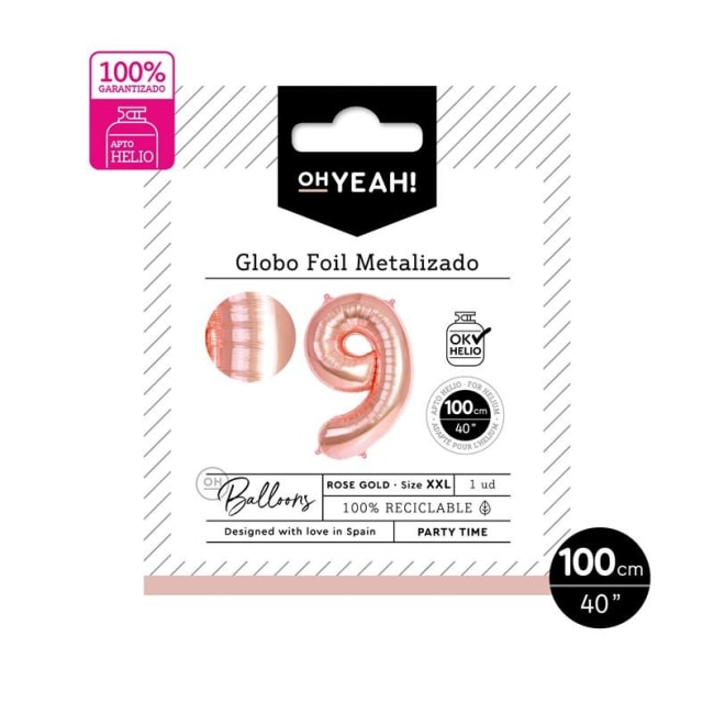 OH YEAH! Pink Number Balloon Nr.9 100cm