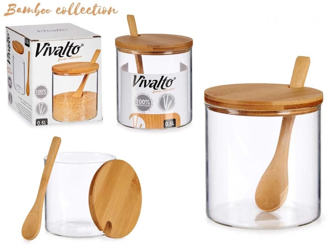 Vivalto Bamboo Sugar Jar w/Spoon 0,5L