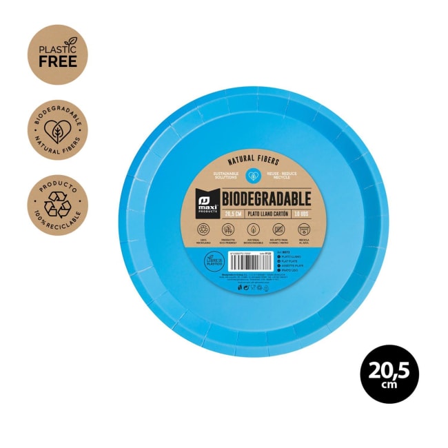 Maxi Blue Bio Paper Plate 20,5cm 10pk