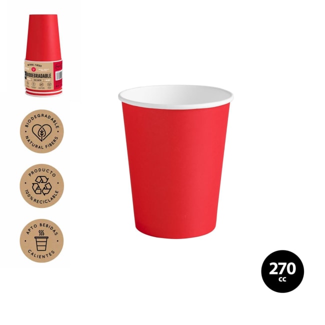 Maxi Red Bio Paper Cup 270ml 10pk