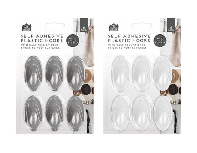 My House&Home Hooks Self-Adhesive 6pk
