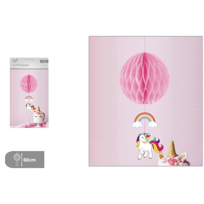 J&E Party Unicorn Honeycomb Decoration Ø60cm