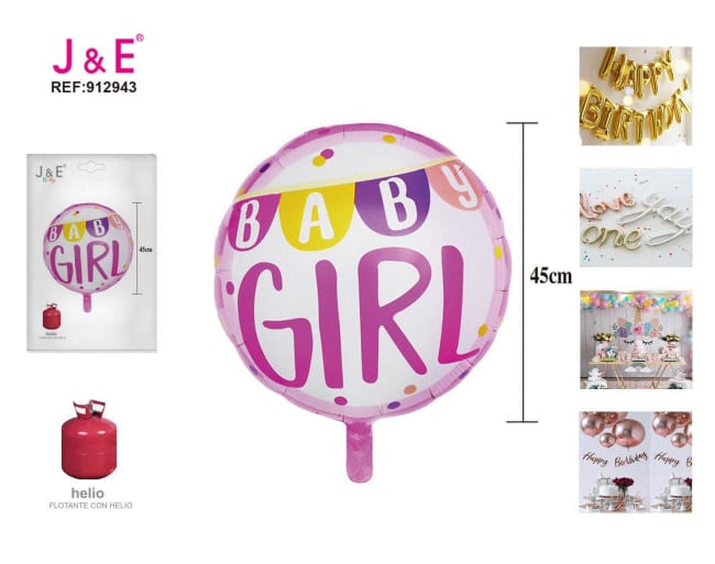 J&E Party Baby Girl Balloon 45cm