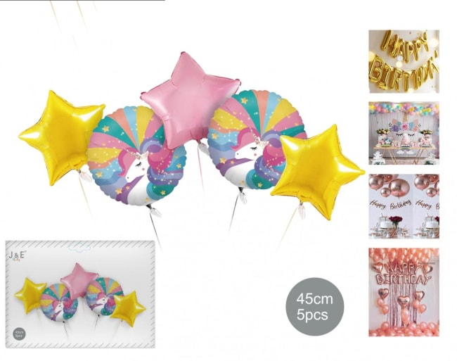 J&E Party Unicorn Balloon Set 5stk