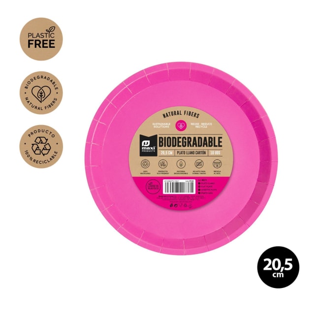 Maxi Fuchsia Bio Paper Plate 20,5cm 10pk