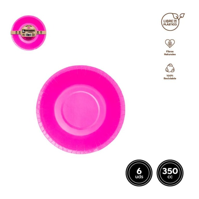 Maxi Fuchsia Bio Paper Bowl 350ml 6pk