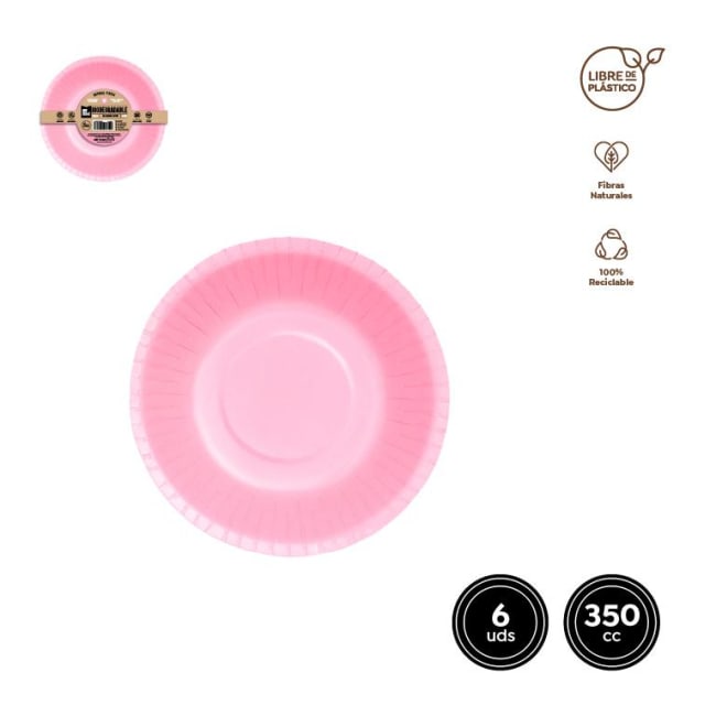 Maxi Baby Pink Bio Paper Bowl 350ml 6pk