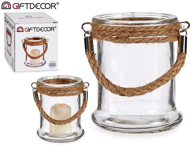 GiftDecor Candle Holder w/Rope Handle 10x8,5cm
