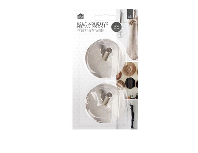 My House&Home Metal Hooks Self-Adhesive 2pk