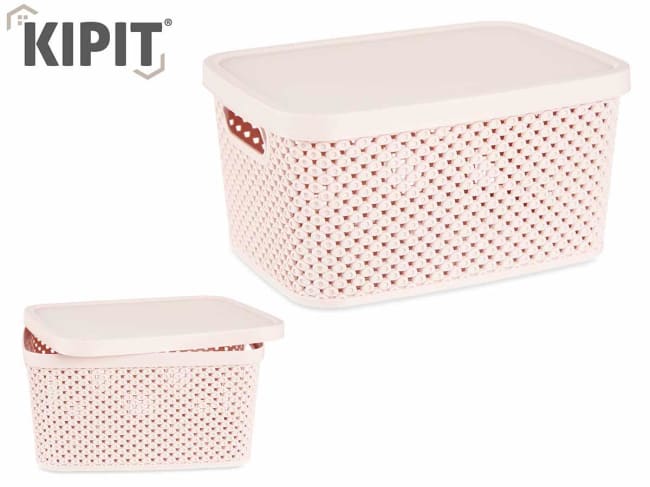 Kipit Organiser Basket w/Lid Pink 3,5L