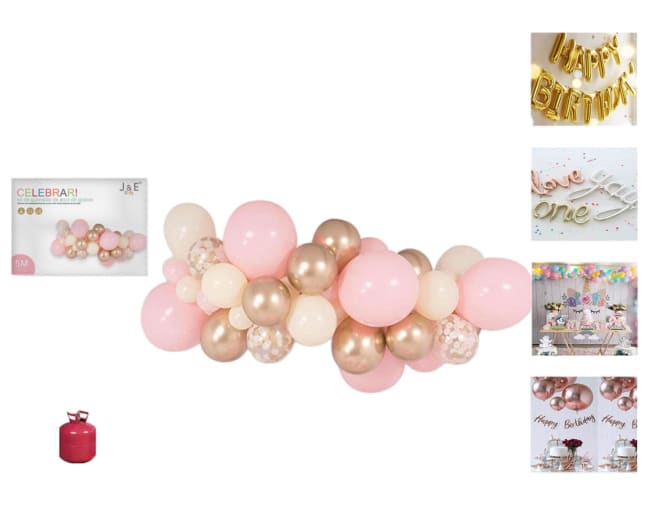 J&E Party Baby Pink & Gold Balloon Arch Set 5m