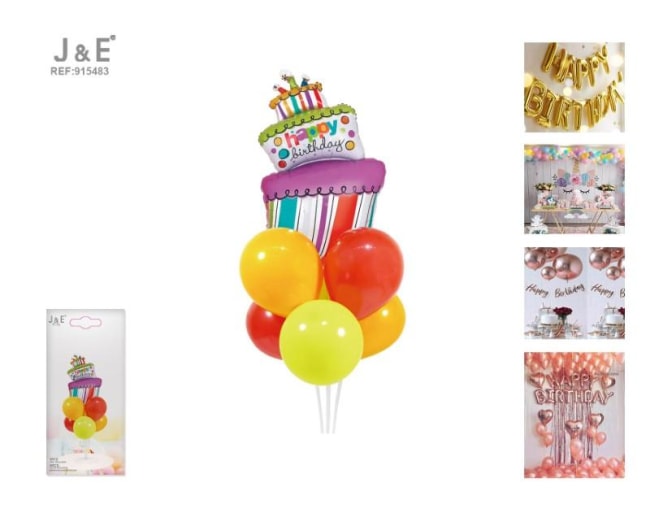 J&E Party Happy Birthday Cake Balloon Set 7stk