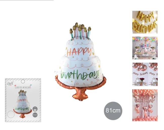J&E Party Happy Birthday Cake Balloon 81cm