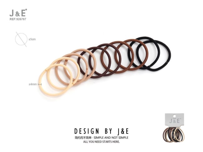 J&E Basic Hårstrikk Brun 10pk