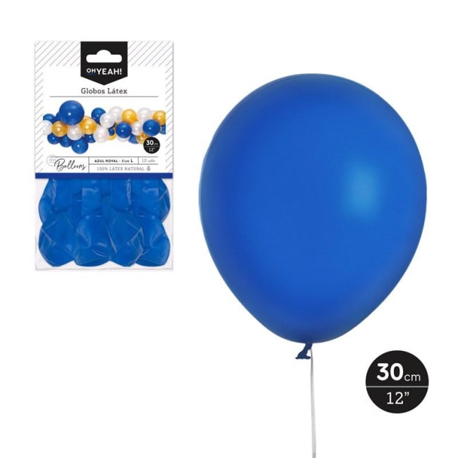 OH YEAH! Blue Latex Balloons 30cm 10pk