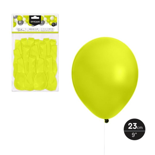 OH YEAH! Lime Latex Balloons 23cm 100pk