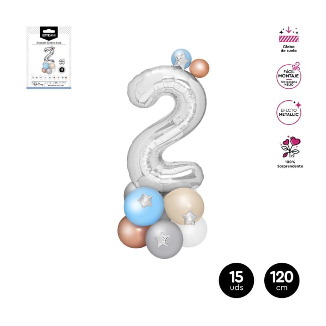 OH YEAH! Bouqet Balloon Nr.2 Blue & Silver 16pk