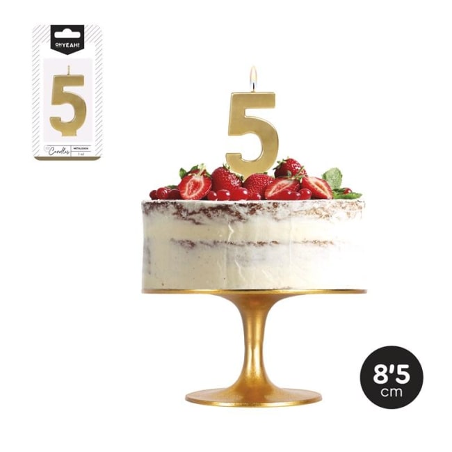 OH YEAH! Gold Birthday Candle Nr.5 8,5cm 