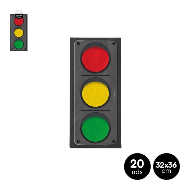 OH YEAH! Construction Theme Traffic Light Napkins 32x36cm 20pk