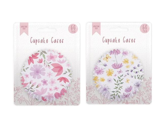 Mother's Day Floral Cupcake Cases 60pk Div.Farger