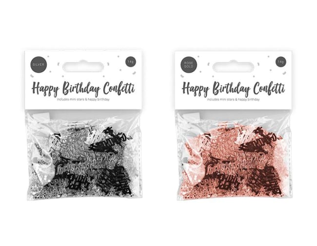 Happy Birthday Metallic Confetti Div.Farger