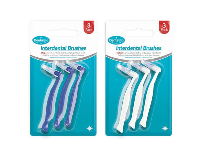 DentaGlo Interdental Brush 3pk Div.Farger