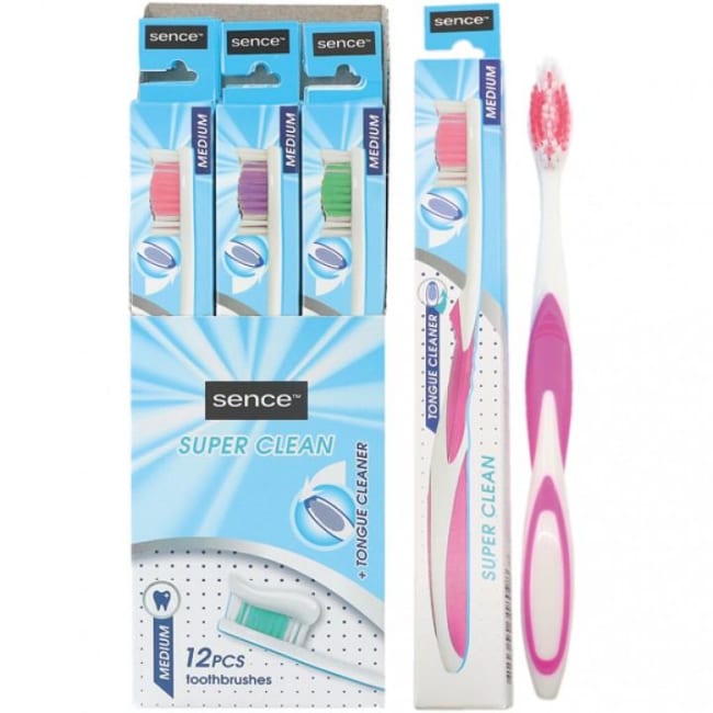 Sence Fresh Super Clean Tannbørste Medium Div.Farger