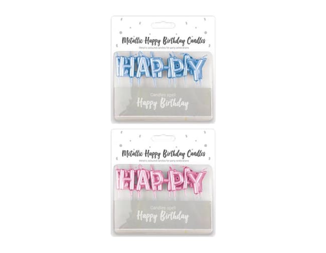 Happy Birthday Metallic Candles
