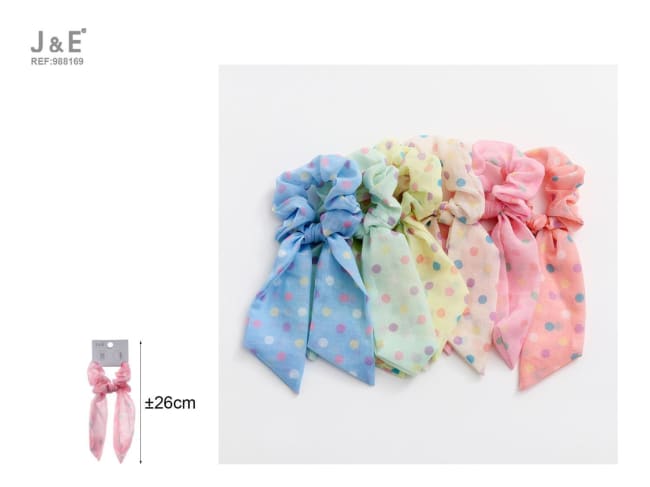 J&E Polka Dot Scrunchie m/Sløyfe Div.Farger