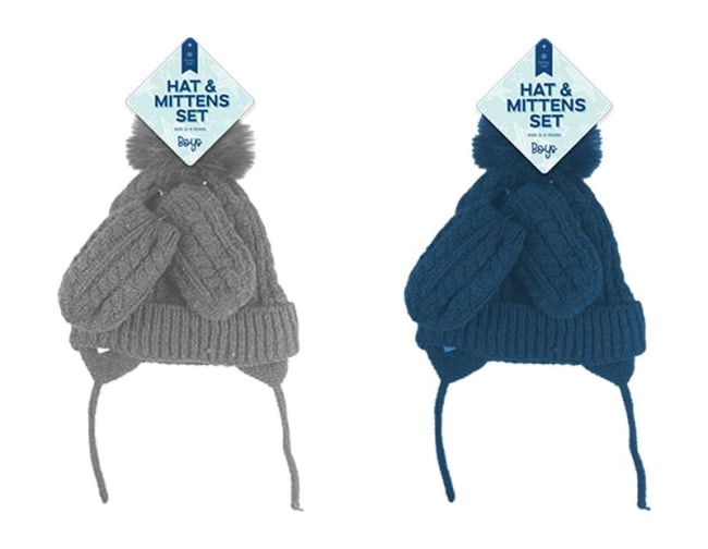 Farley Mill Boys Hat & Mittens Set Div.Farger