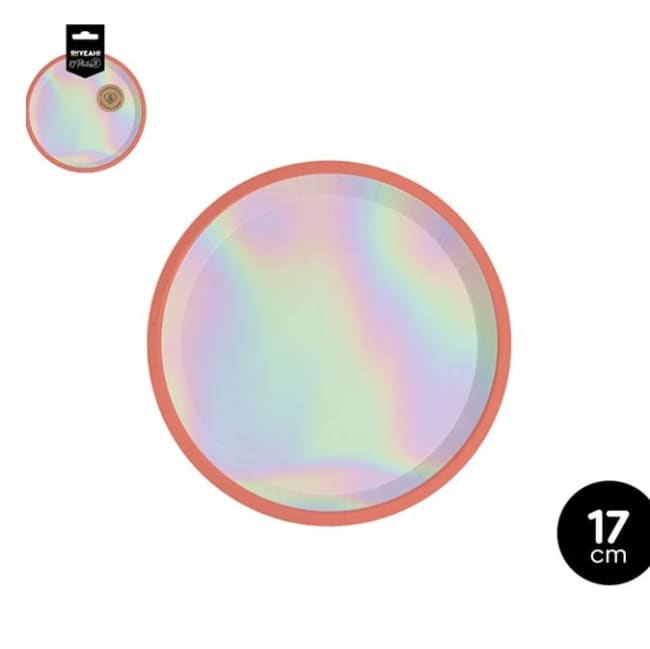 OH YEAH! Orange Iridescent Paper Plates 17cm 10pk