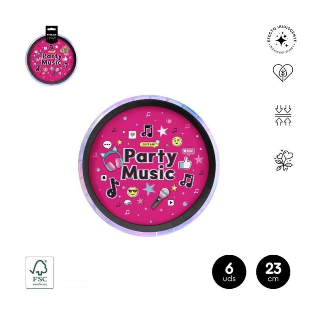 OH YEAH! Music Party Paper Plate Ø23cm 6pk