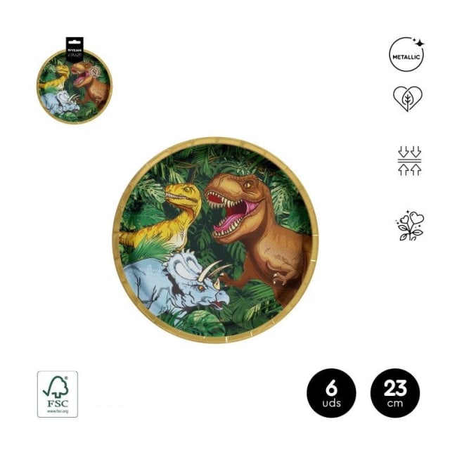OH YEAH! Dino Paper Plates Ø23cm 6pk